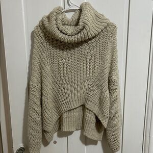 Elegant Beige Knit Turtleneck Sweater